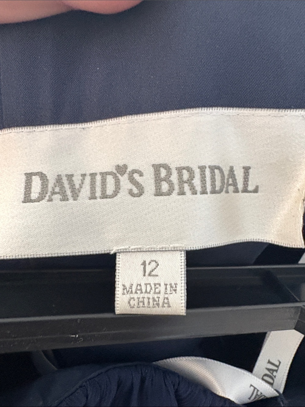 David's Bridal Marine Navy Chiffon Strapless Bridesmaid Dress F14169 Size 12 - Picture 4 of 8